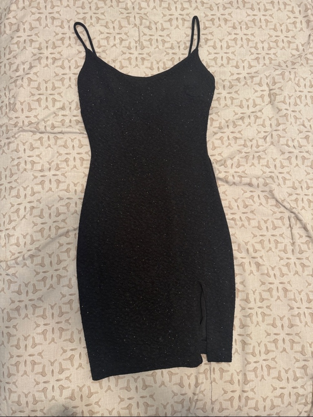 Windsor Black Sparkle Bodycon Mini Dress with Side Slit